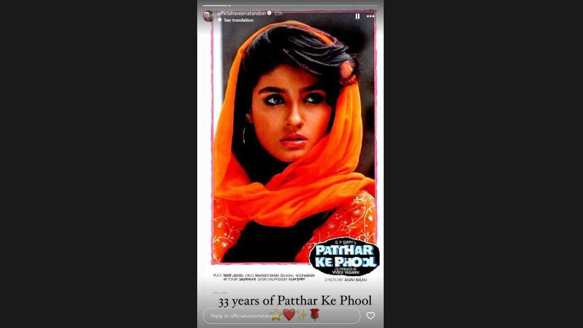 Patthar Ke Phool Clocks 33 Years: Raveena Tandon Shares Throwback ...