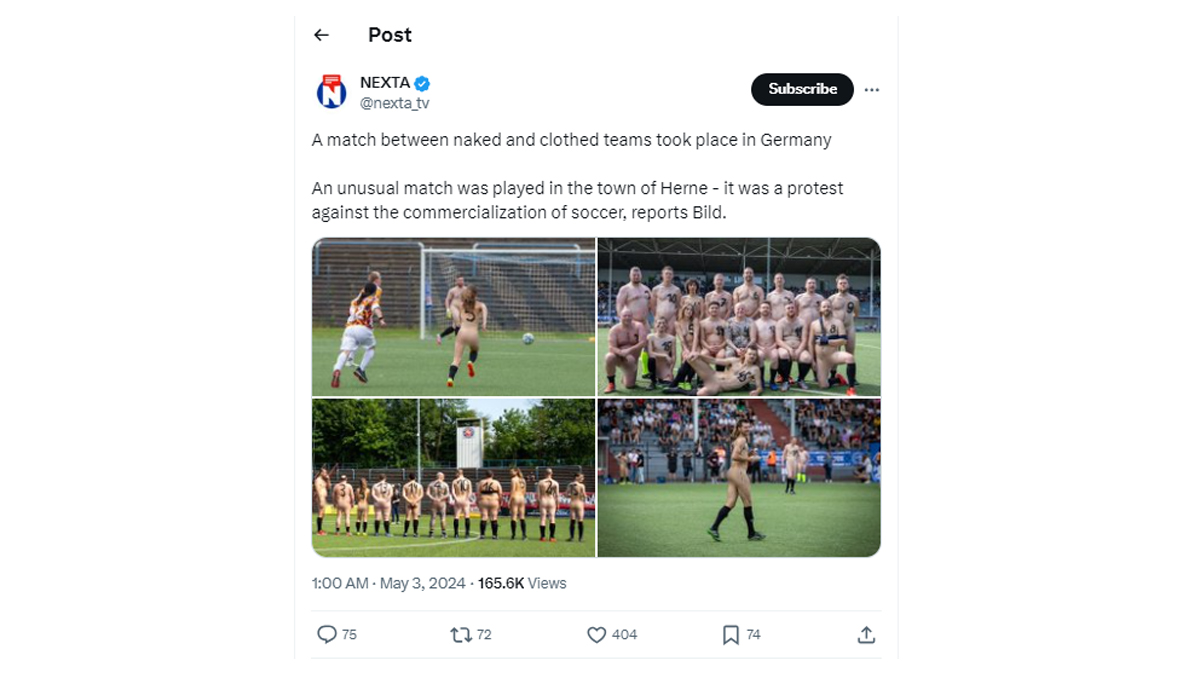 Naked Football Match in Germany Pics Go Viral! Game Between Naked and  Clothed Teams Held in Herne To Protest Against Commercialisation of Sports  | ⚽ LatestLY