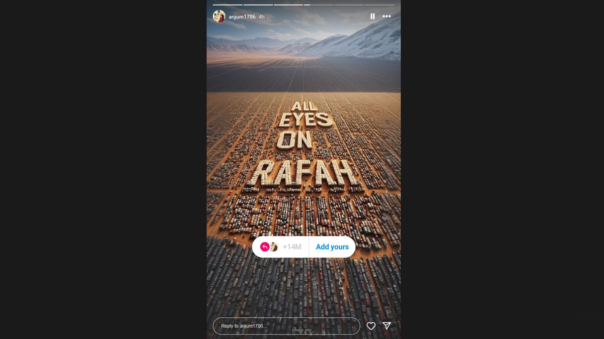 A esposa de Shivam Dubey, Anjum Khan, compartilha a história de ‘All Eyes on Rafah’ no Instagram em meio ao conflito israelense-palestino